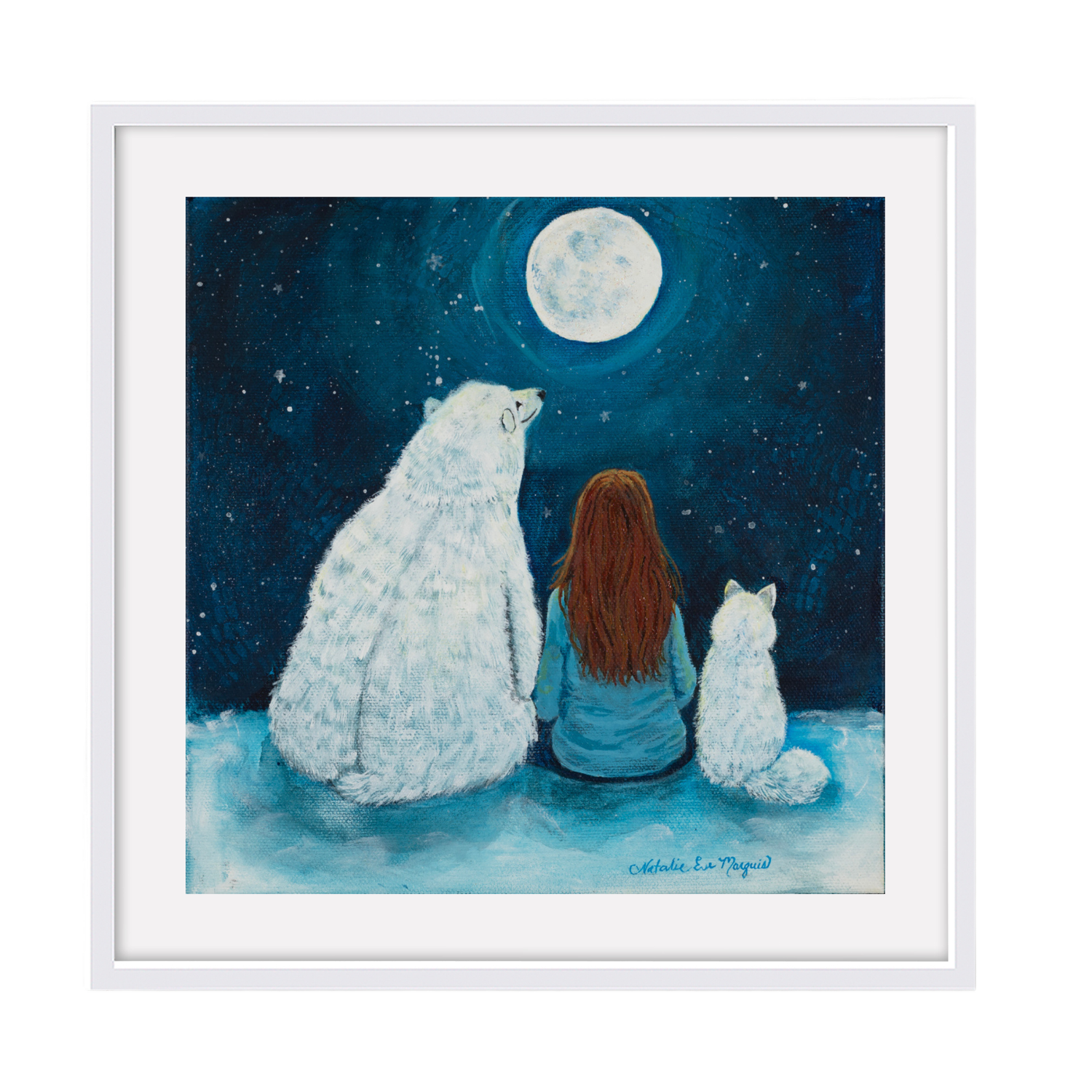 Moon Friends Polar Bear & Artic Fox Art Print — Natalie Eve